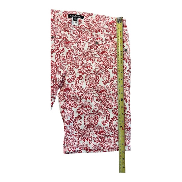 Chadwicks Capri Short Womens 4 Red White Floral Pull On Stretch Pockets Mid Rise - Picture 8 of 9